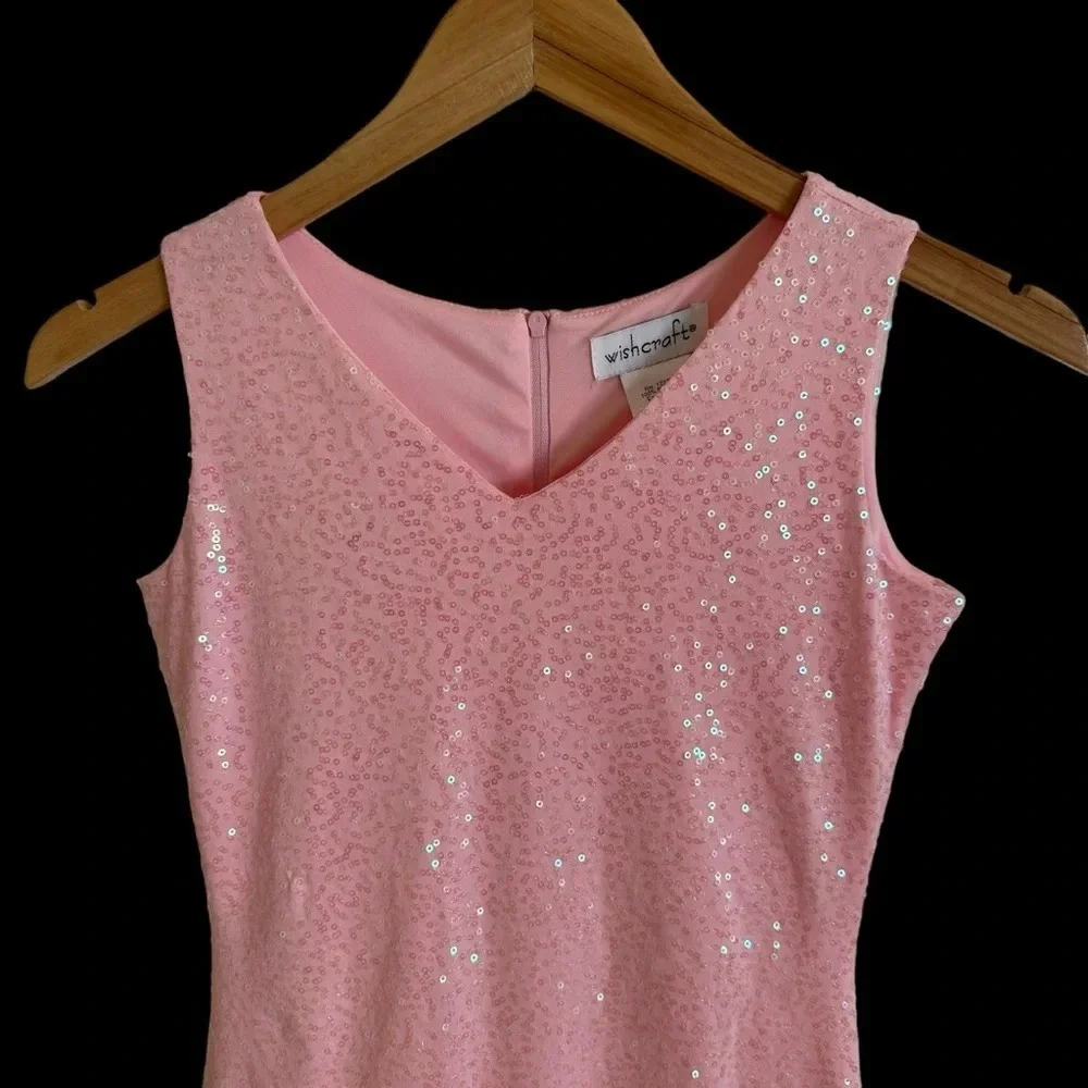 Wishcraft Chasing Fireflies‎ Girls 8 Pink Sequin Long Glamour Dress Costume